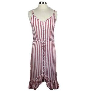 Red and white stripe rails maxi dress